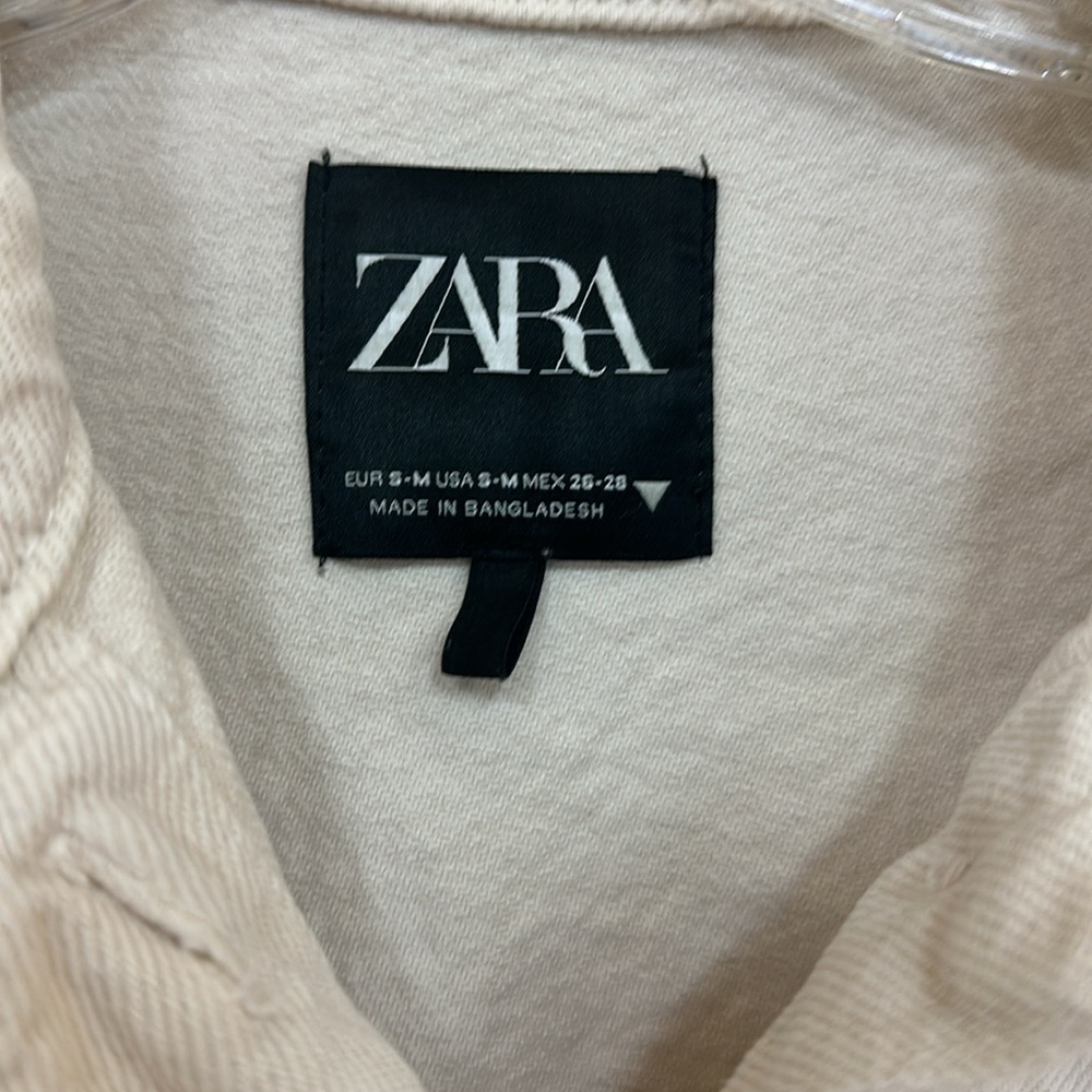 Zara womans cream denim oversized shacket Jacket. Size S/M - Picture 3 of 4